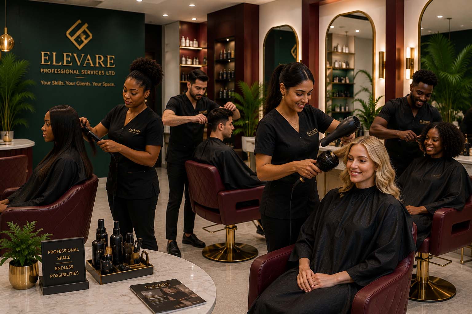 Beauty professionals working at Elevare
